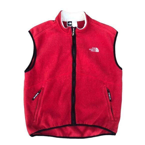 Vintage The North Face Fleece Jacket Vest Red Large - Picture 1 of 12